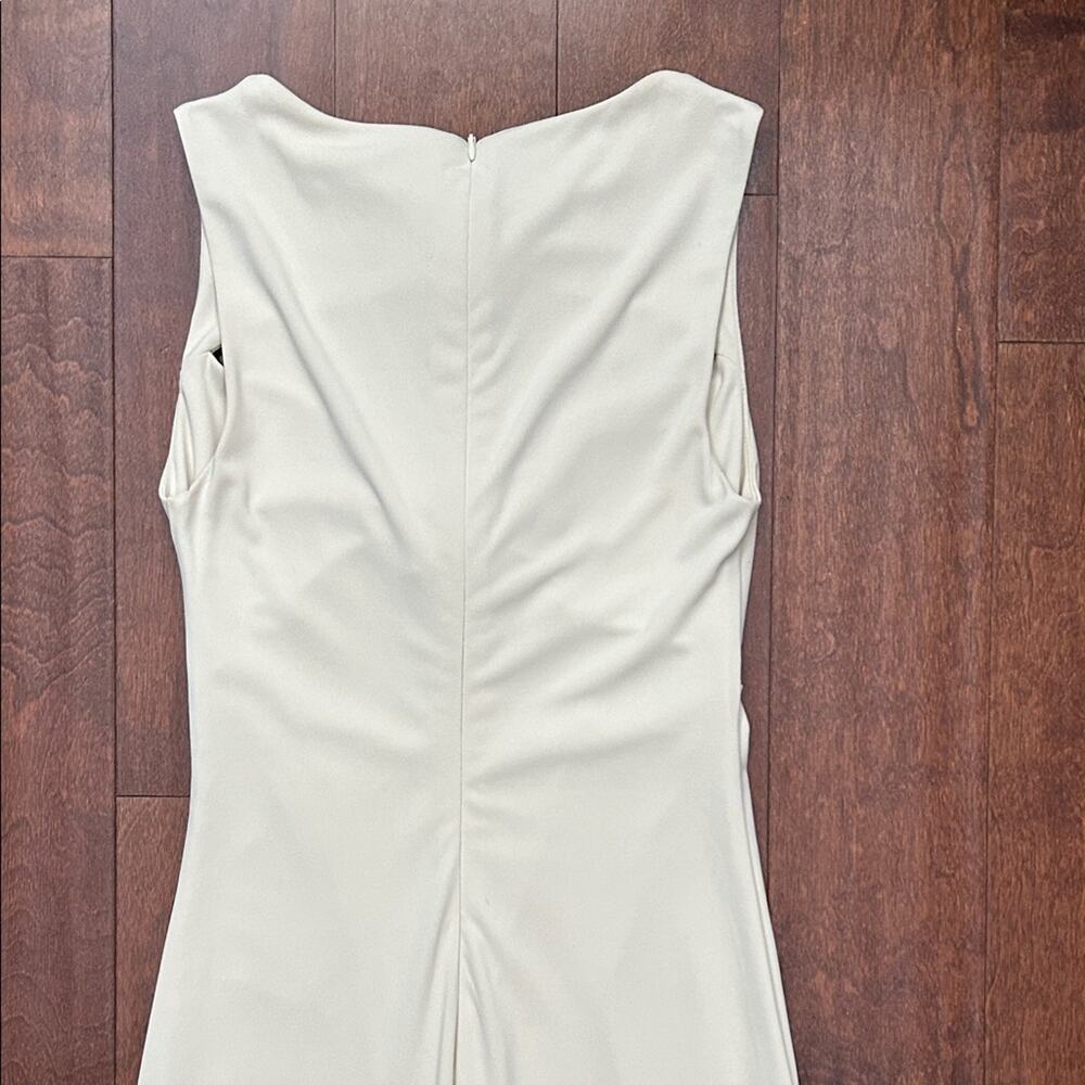 Zara Cream Midi Cutout Dress, Silver Metal Conch Shell Detailing, Size Small - Picture 9 of 15